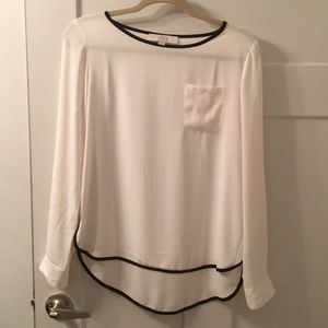 White Blouse with Black Trim